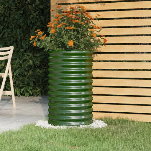 Garden Planter Powder-coated Steel 40x40x68 Cm Green Tonnan
