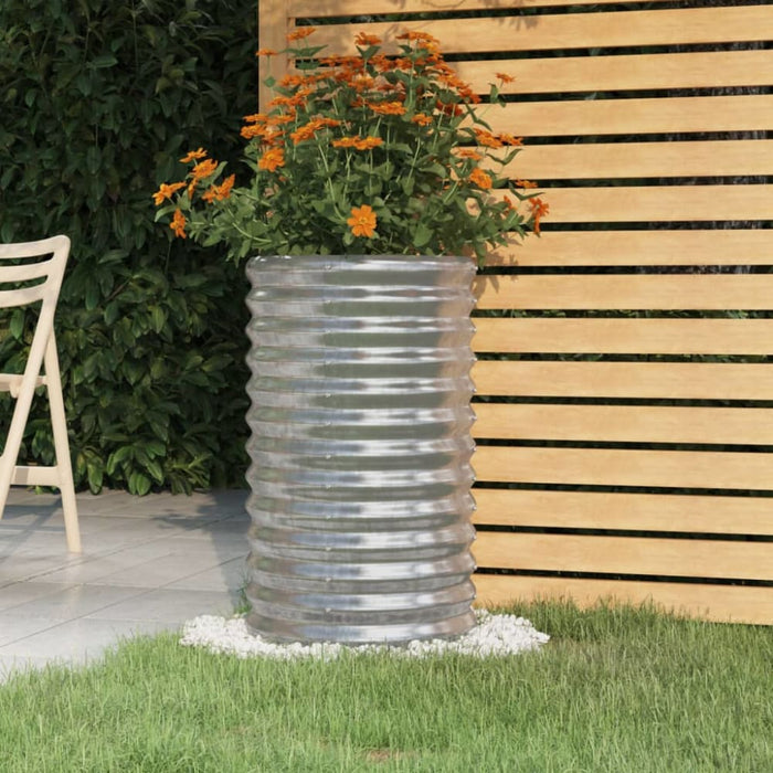 Garden Planter Powder-coated Steel 40x40x68 Cm Silver Tonnpx
