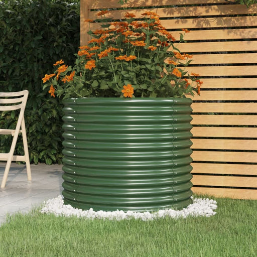 Garden Planter Powder-coated Steel 80x80x68 Cm Green Tonnpn