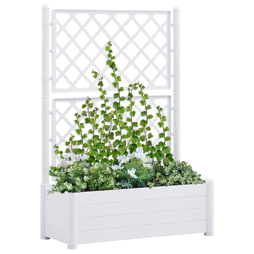 Garden Planter with Trellis 100x43x142 Cm Pp White Totknt