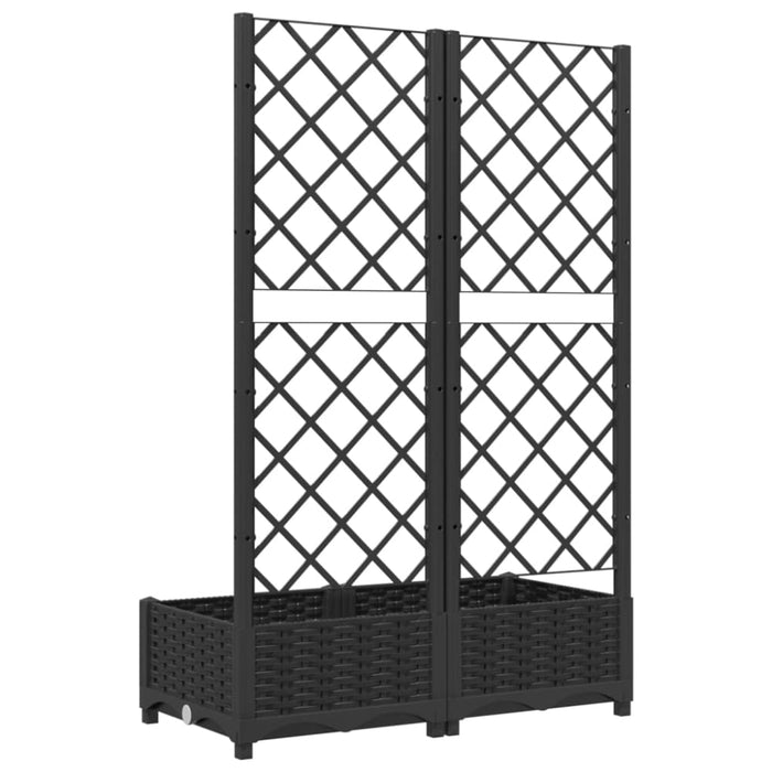 Garden Planter With Trellis Black 80x40x121.5 Cm Pp Tonxib