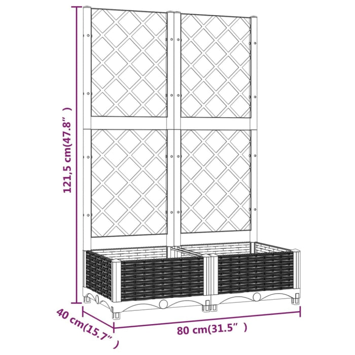 Garden Planter With Trellis Black 80x40x121.5 Cm Pp Tonxib