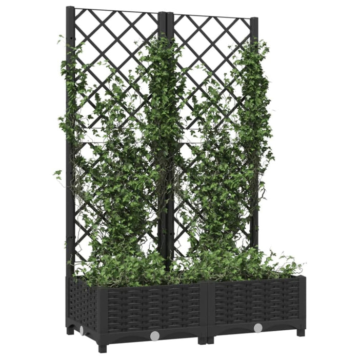 Garden Planter With Trellis Black 80x40x121.5 Cm Pp Tonxib