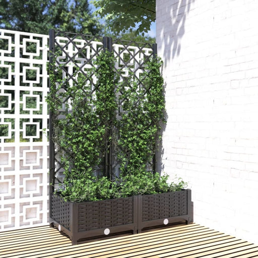 Garden Planter With Trellis Black 80x40x121.5 Cm Pp Tonxib