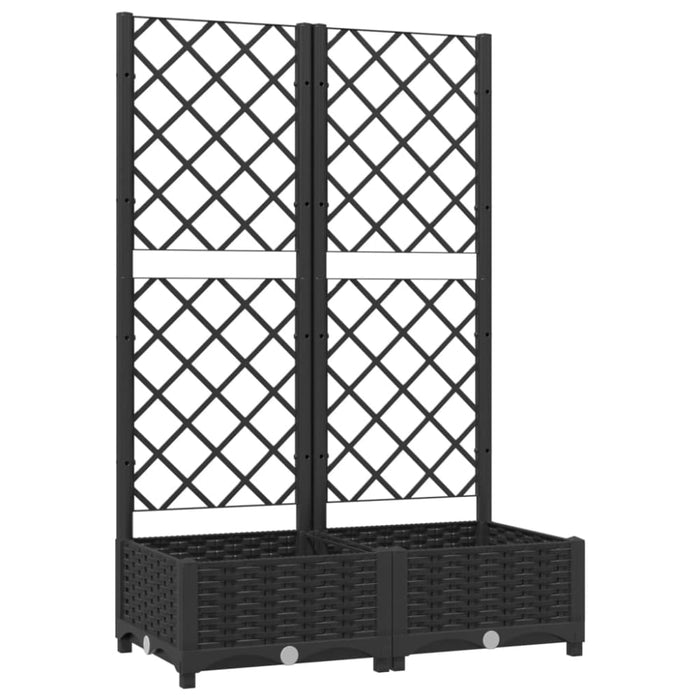 Garden Planter With Trellis Black 80x40x121.5 Cm Pp Tonxib