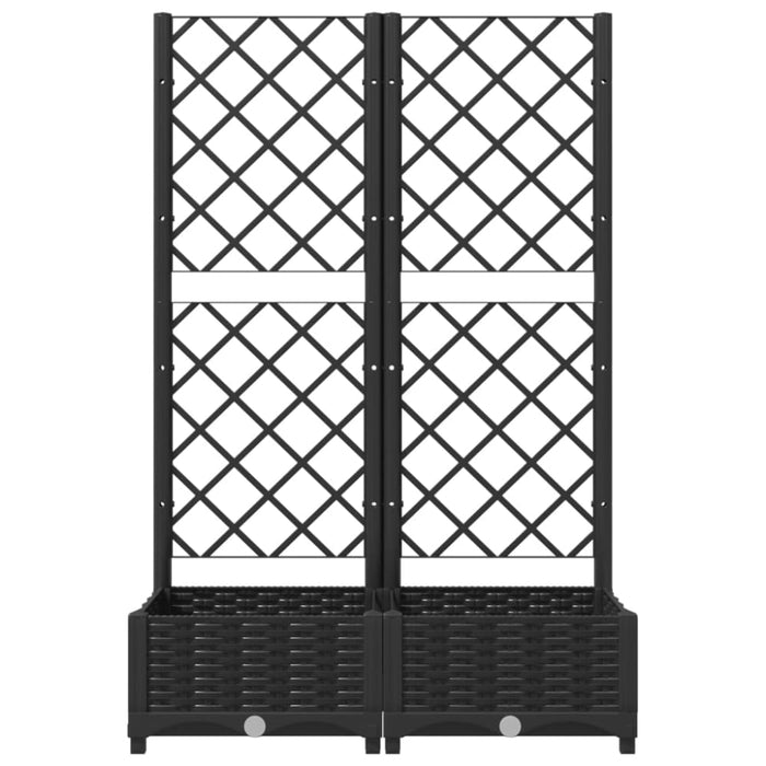 Garden Planter With Trellis Black 80x40x121.5 Cm Pp Tonxib