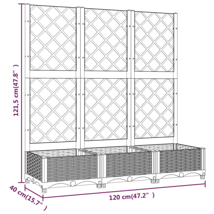 Garden Planter With Trellis Brown 120x40x121.5 Cm Pp Tonxlx