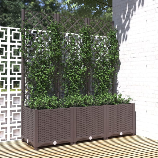 Garden Planter with Trellis Brown 120x40x136 Cm Pp Tonxlt