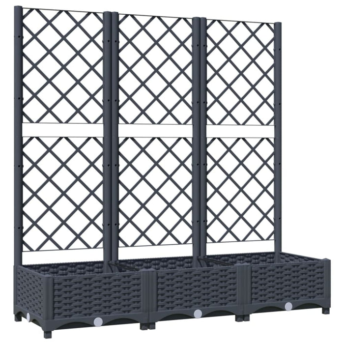 Garden Planter with Trellis Dark Grey 120x40x121.5 Cm Pp