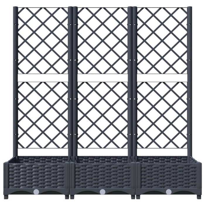 Garden Planter with Trellis Dark Grey 120x40x121.5 Cm Pp