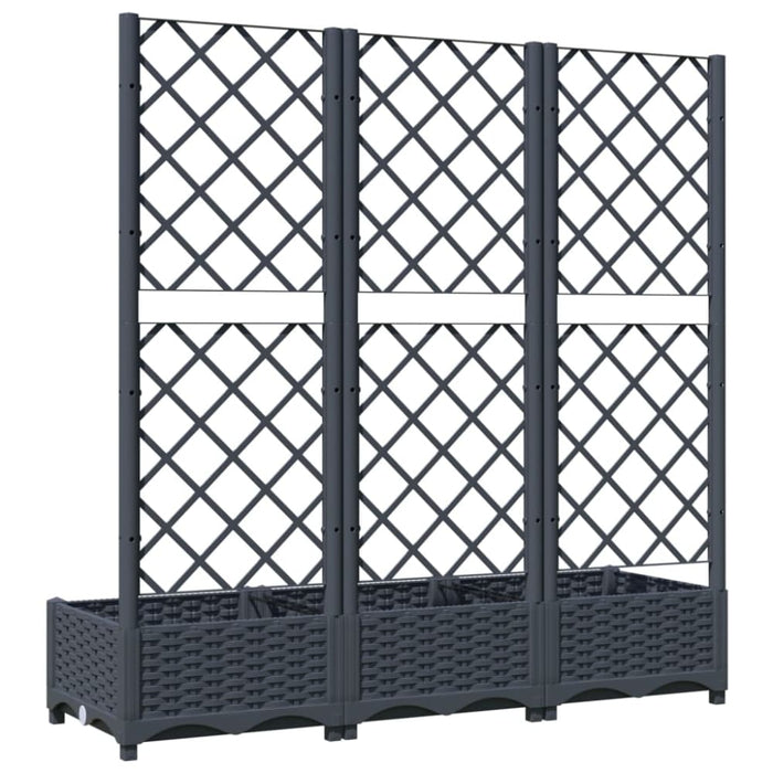 Garden Planter with Trellis Dark Grey 120x40x121.5 Cm Pp