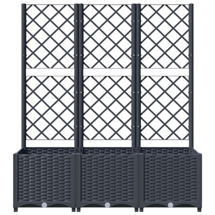 Garden Planter with Trellis Dark Grey 120x40x136 Cm Pp