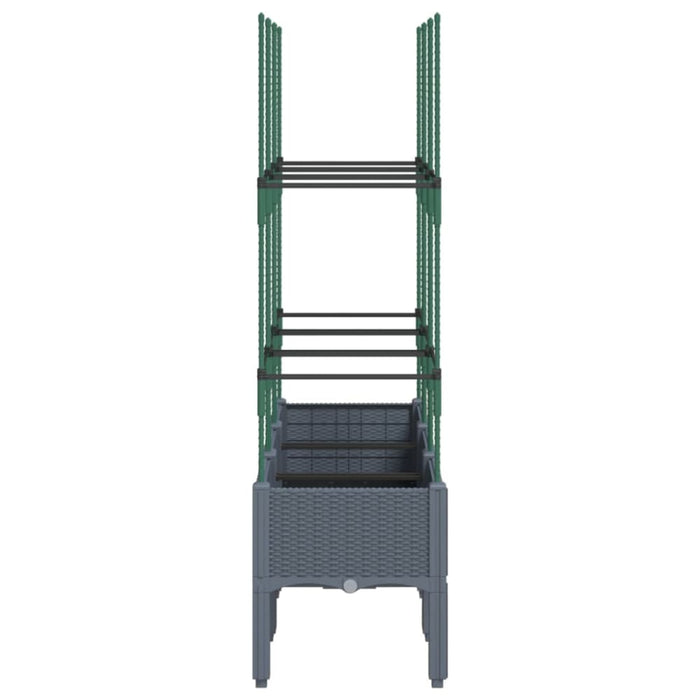 Garden Planter with Trellis Grey 120x40x142.5 Cm Pp Tlikpl
