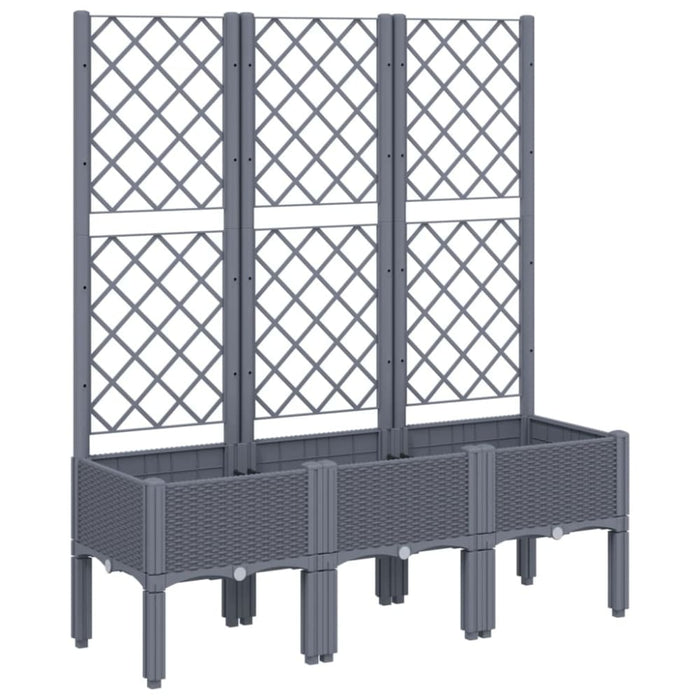 Garden Planter with Trellis Grey 120x40x142 Cm Pp Tlikxl