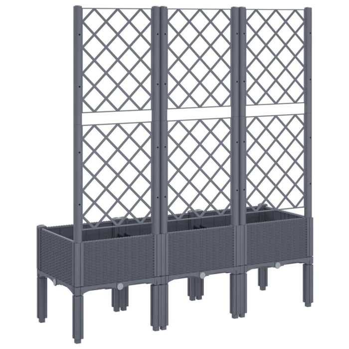 Garden Planter with Trellis Grey 120x40x142 Cm Pp Tlikxl