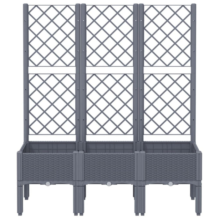 Garden Planter with Trellis Grey 120x40x142 Cm Pp Tlikxl