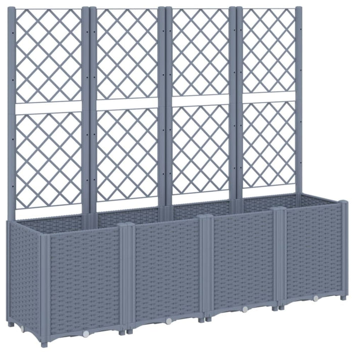Garden Planter with Trellis Grey 160x40x140 Cm Pp Tlinio