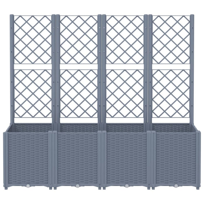 Garden Planter with Trellis Grey 160x40x140 Cm Pp Tlinio