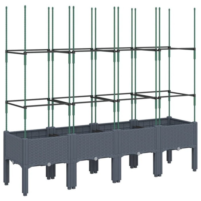Garden Planter with Trellis Grey 160x40x142.5 Cm Pp Tliklo