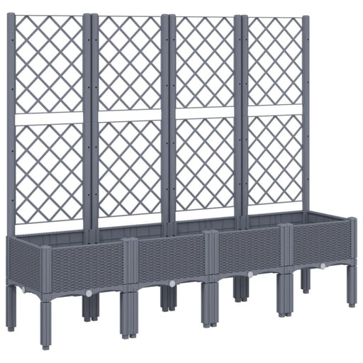 Garden Planter with Trellis Grey 160x40x142 Cm Pp Tlikto