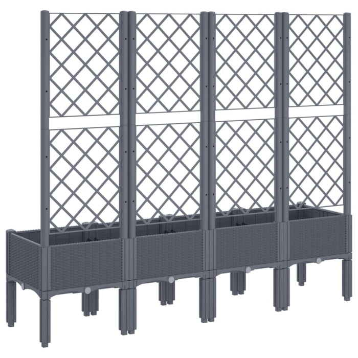 Garden Planter with Trellis Grey 160x40x142 Cm Pp Tlikto