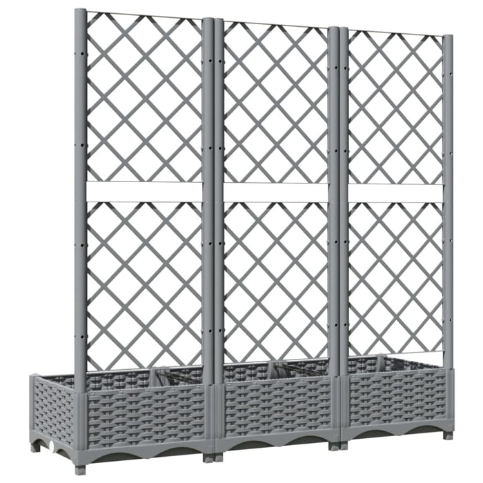 Garden Planter With Trellis Light Grey 120x40x121.5 Cm Pp