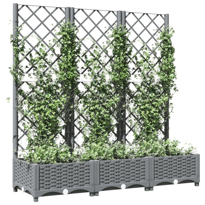 Garden Planter With Trellis Light Grey 120x40x121.5 Cm Pp