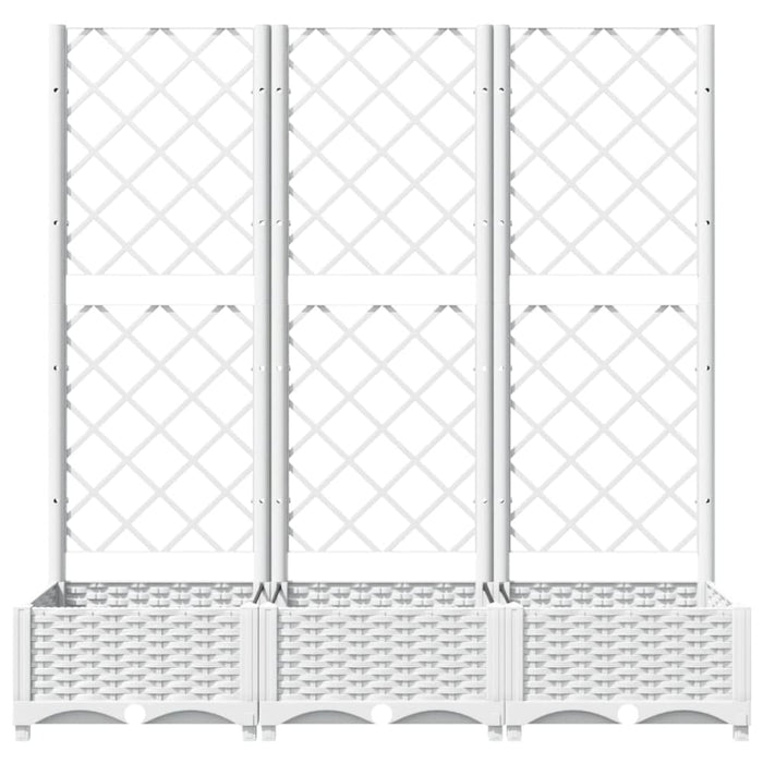 Garden Planter with Trellis White 120x40x121.5 Cm Pp Optxnt