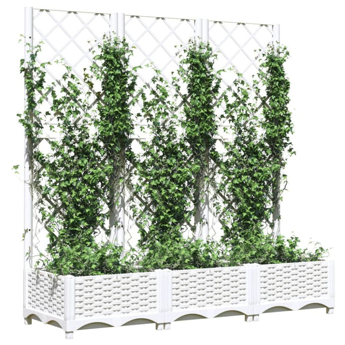 Garden Planter with Trellis White 120x40x121.5 Cm Pp Optxnt