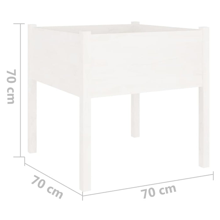 Garden Planter White 70x70x70 Cm Solid Pinewood Nobnoo