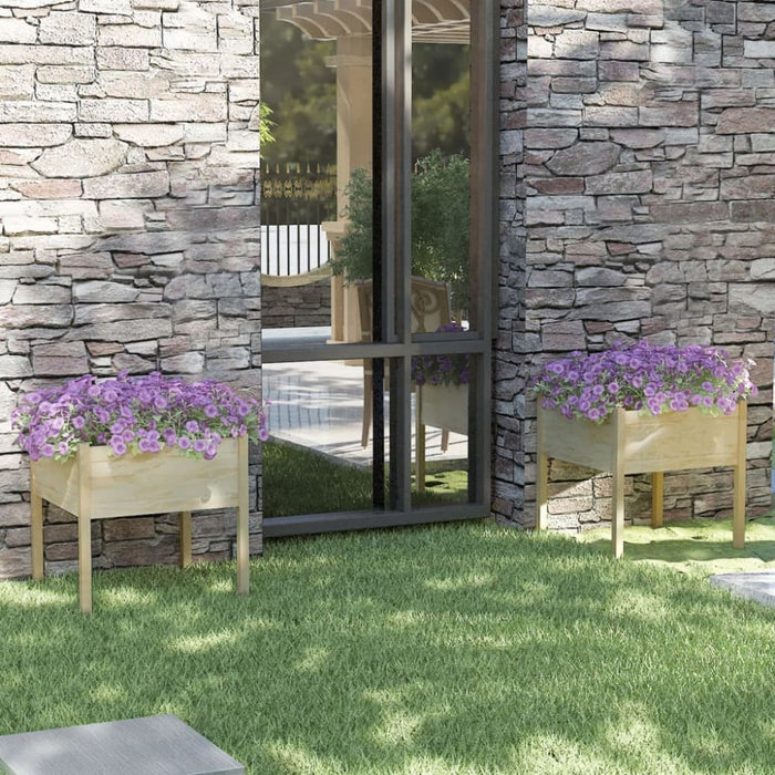 Garden Planters 2 Pcs 70x70x70 Cm Solid Pinewood Nobnob