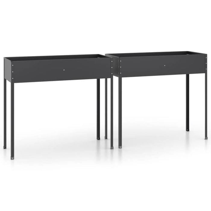 Garden Planters 2 Pcs Anthracite Galvanised Steel Topaxti
