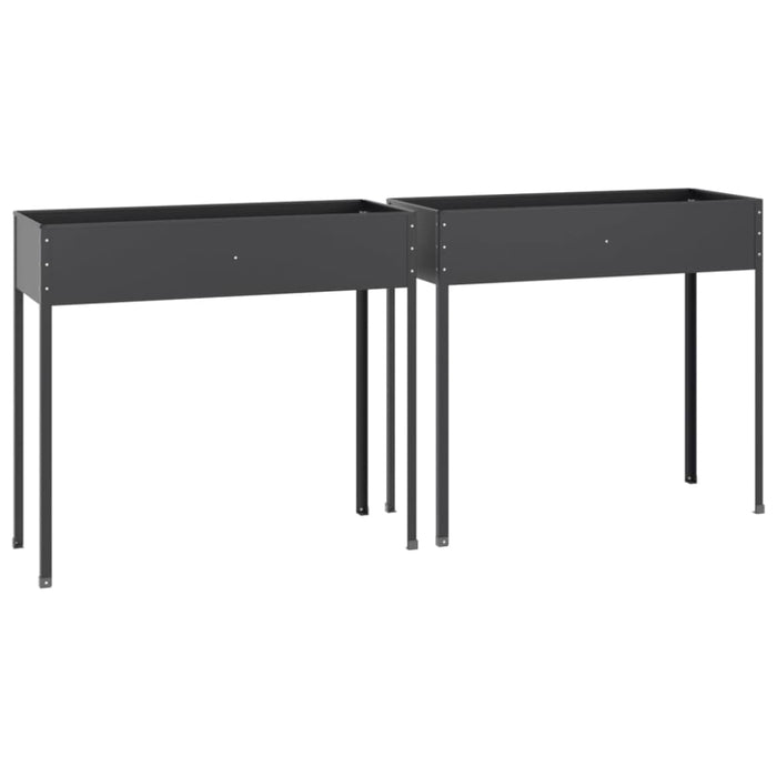 Garden Planters 2 Pcs Anthracite Galvanised Steel Topaxti