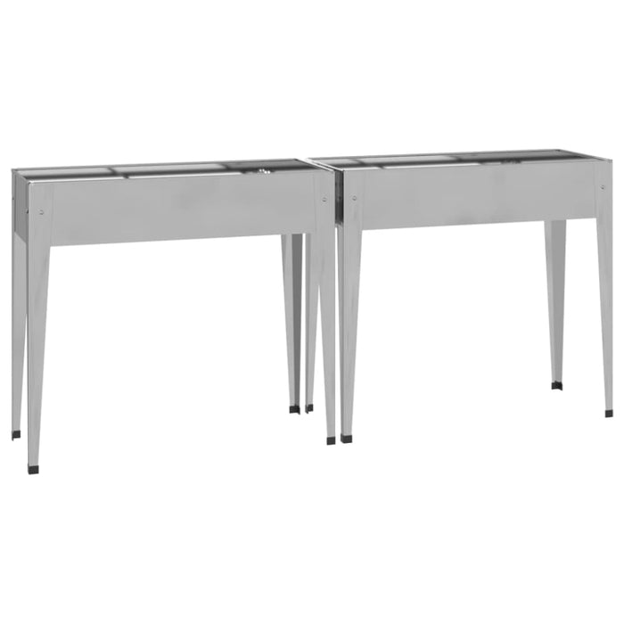 Garden Planters 2 Pcs Galvanised Steel Topaxtl