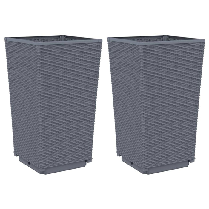 Garden Planters 2 Pcs Grey 32.5x32.5x57 Cm Pp Tlinal