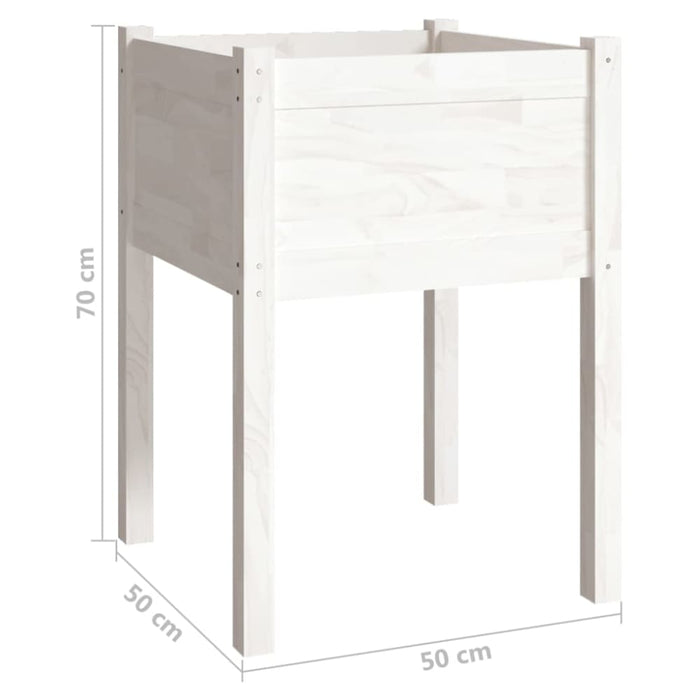 Garden Planters 2 Pcs White 50x50x70 Cm Solid Pinewood
