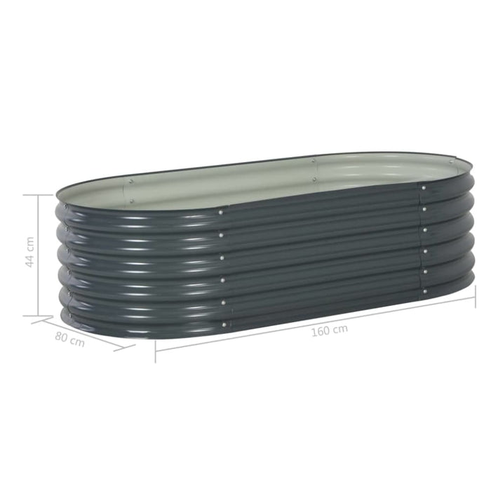 Garden Raised Bed 160x80x44 Cm Galvanised Steel Grey Appxk