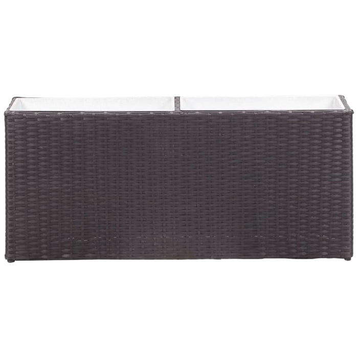 Garden Raised Bed with 2 Pots 90x20x40 Cm Poly Rattan Black
