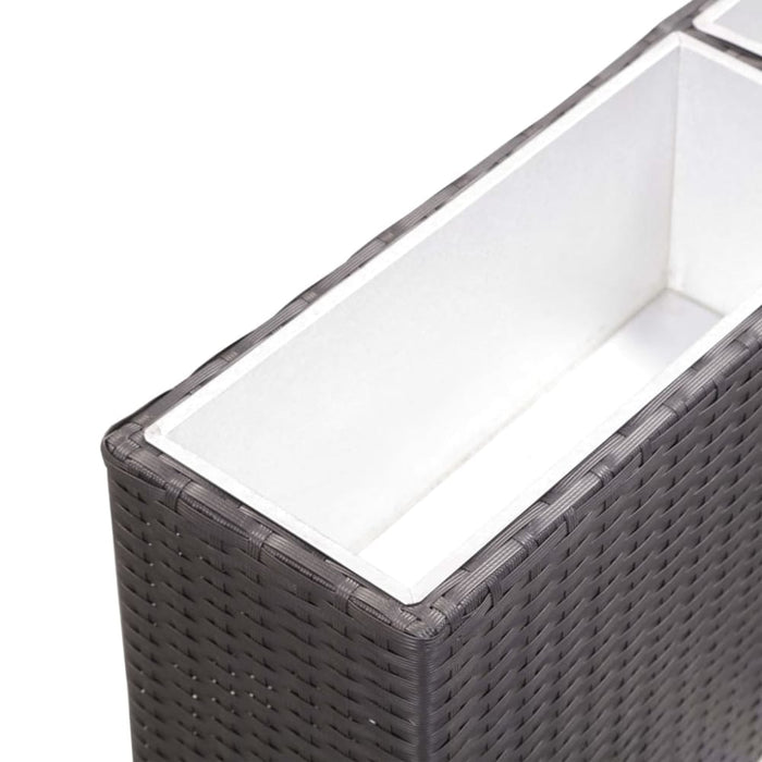 Garden Raised Bed with 2 Pots 90x20x40 Cm Poly Rattan Black