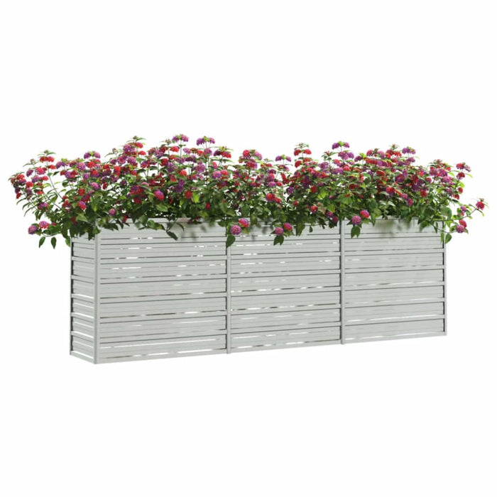 Garden Raised Bed 240x40x77 Cm Galvanized Steel Silver