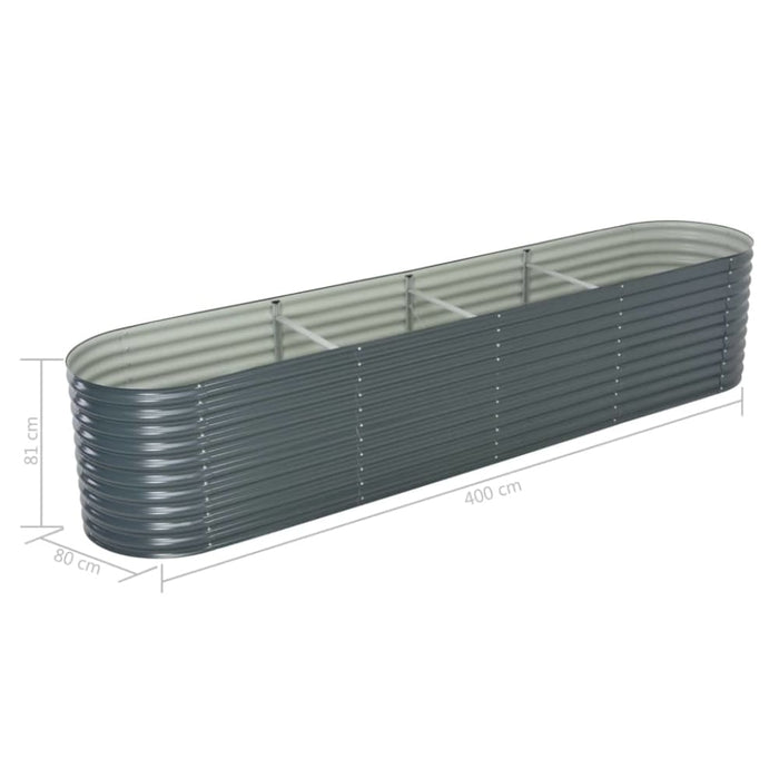 Garden Raised Bed 400x80x81 Cm Galvanised Steel Grey Appxo
