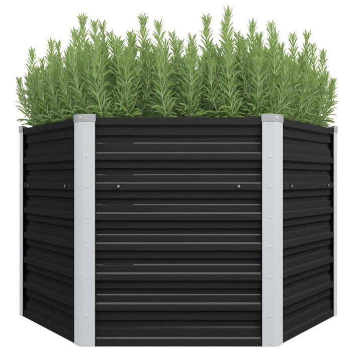 Garden Raised Bed Anthracite 129x129x77 Cm Galvanised Steel