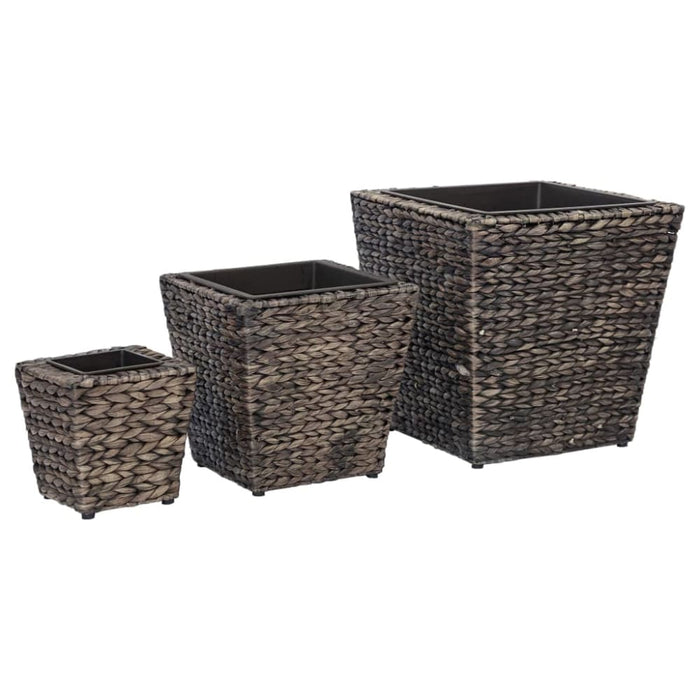 Garden Raised Beds 3 Pcs Water Hyacinth Brown Appix