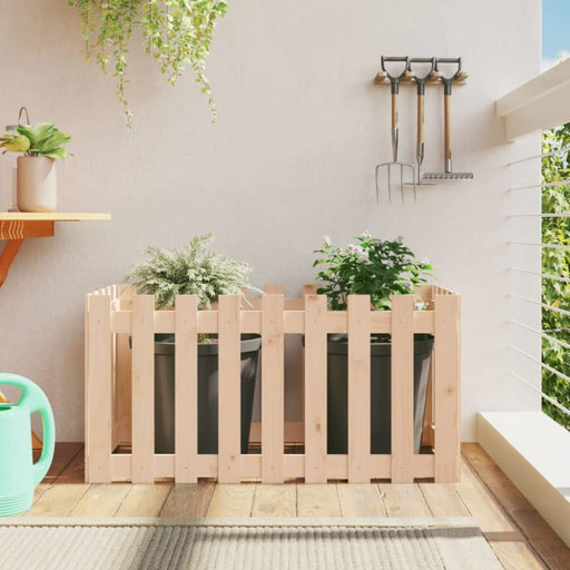 Garden Raised Bed with Fence Design 100x50x50 Cm Solid Wood