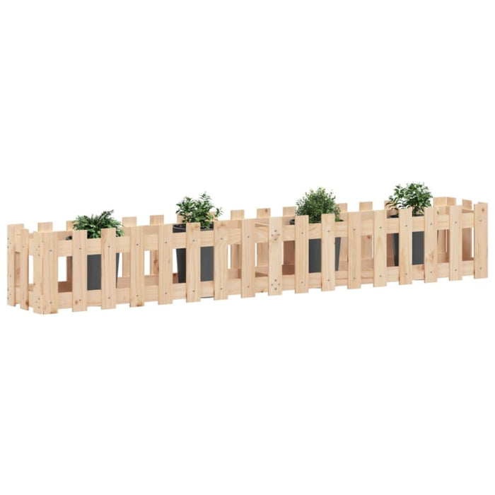 Garden Raised Bed with Fence Design 200x30x30 Cm Solid Wood