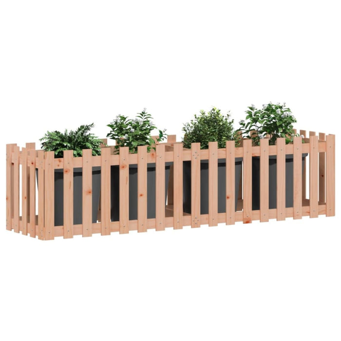 Garden Raised Bed with Fence Design 200x50x50 Cm Solid Wood