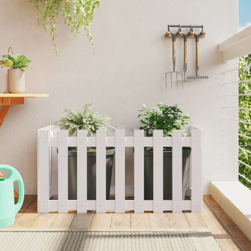 Garden Raised Bed with Fence Design White 100x50x50 Cm