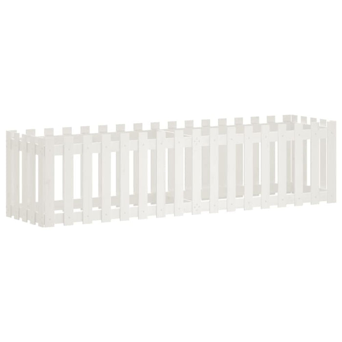Garden Raised Bed with Fence Design White 200x50x50 Cm