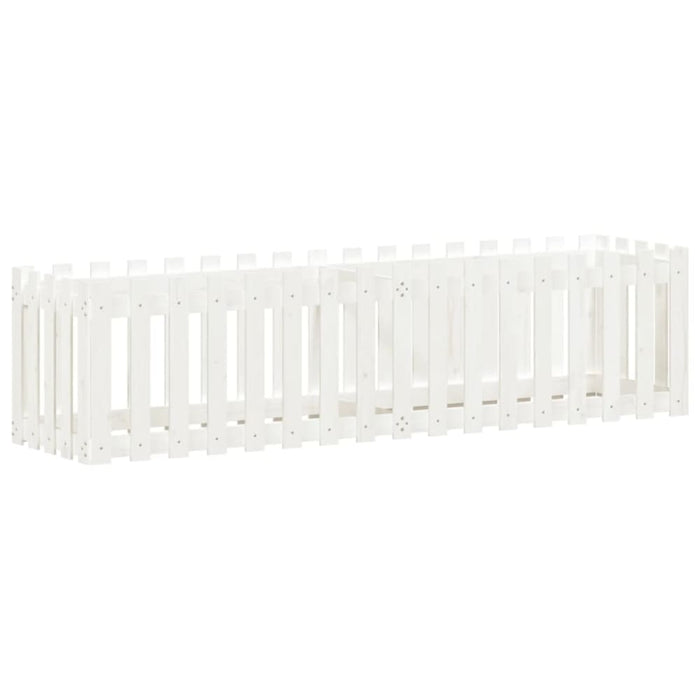 Garden Raised Bed with Fence Design White 200x50x50 Cm
