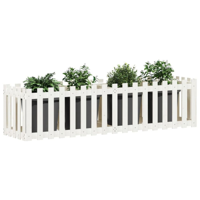 Garden Raised Bed with Fence Design White 200x50x50 Cm